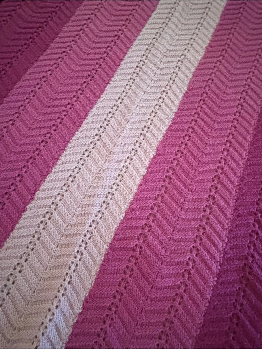 Handwoven Pink Gradient Throw Afghan Blanket